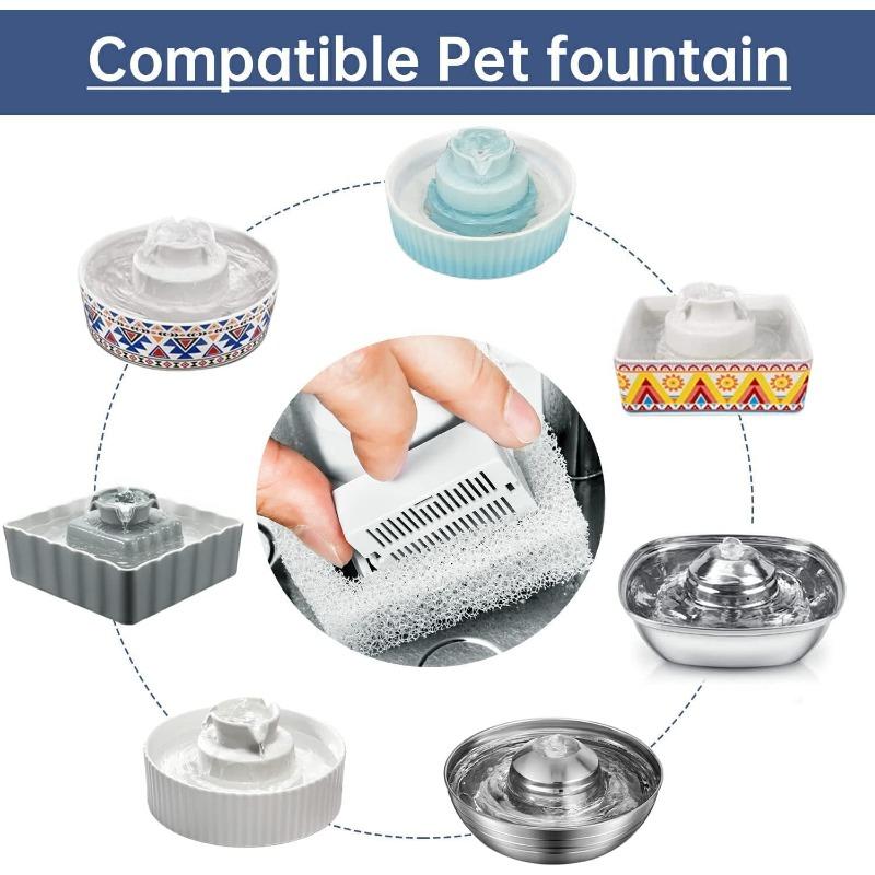 Cat Water Fountain Replacement Filters, 8 Pack Cat Fountain Carbon Filters and 2 Pack Foam Filters for Cat Water Fountain