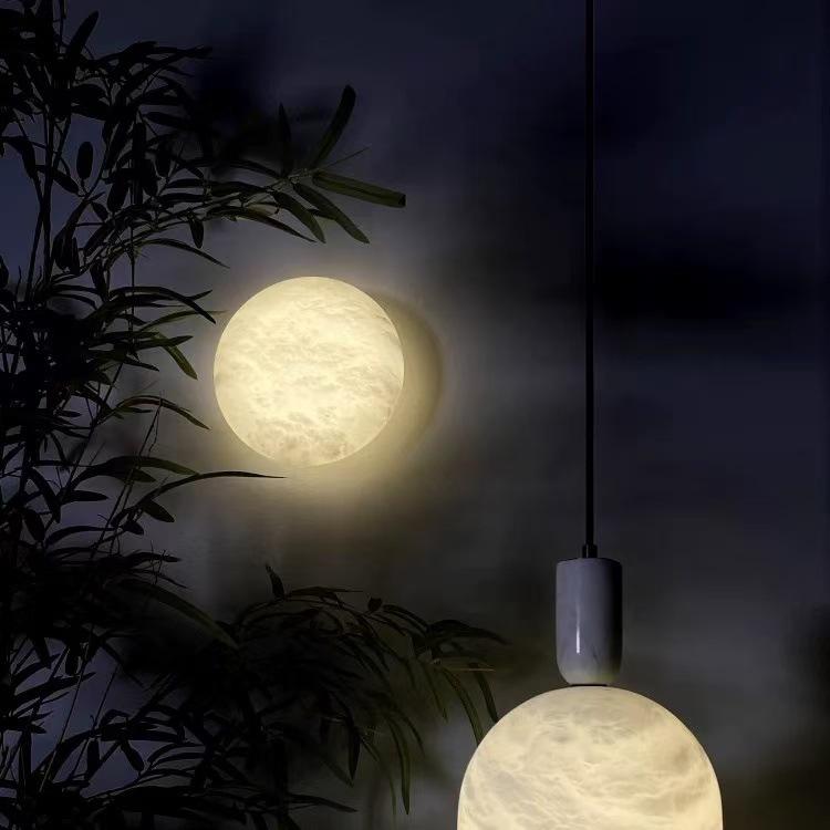 Modern Mid-Century Marble Wall Lamp - Round Nordic Design for Living Room, Hallway, Bedroom, and Balcony