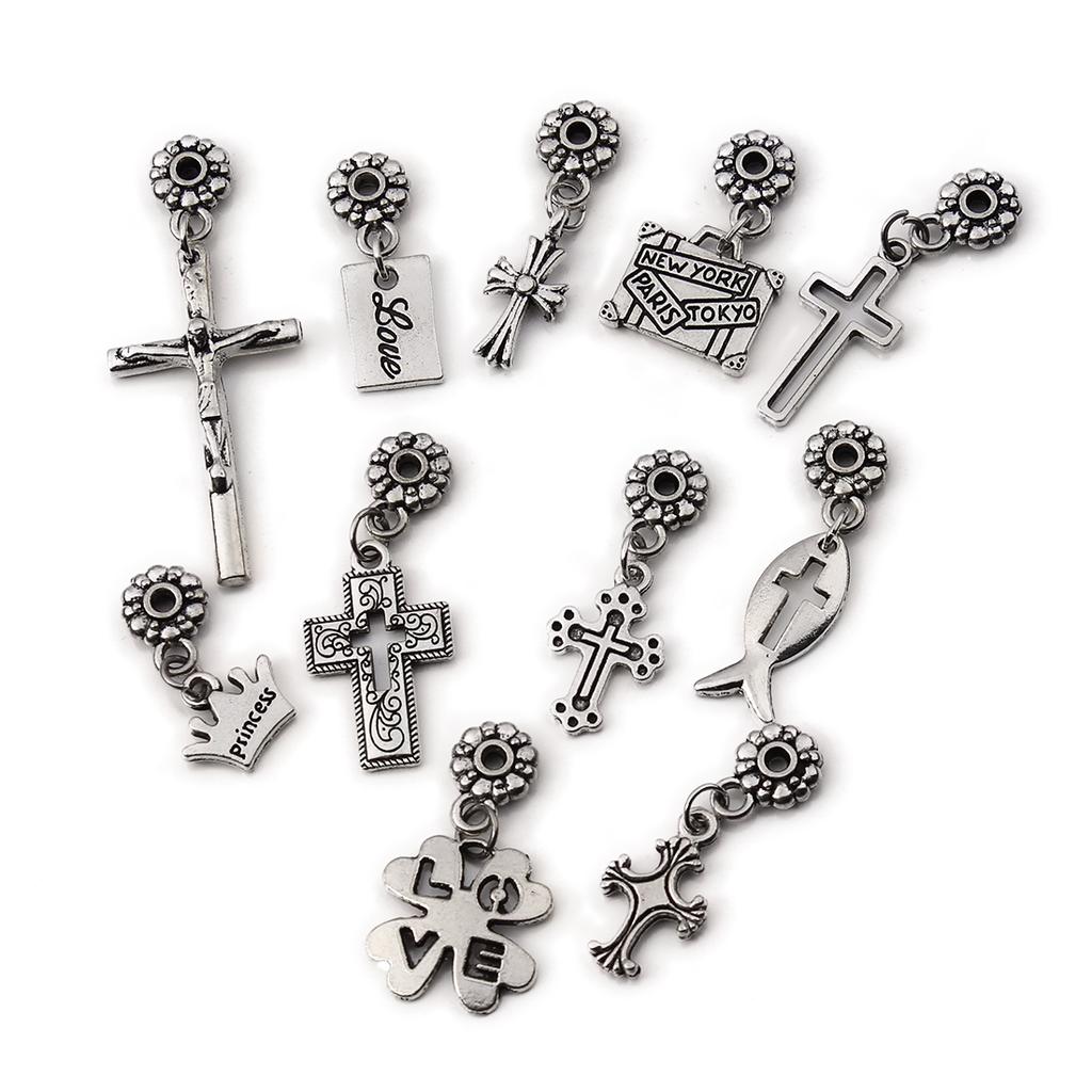 Louleur 10pcs Antique Silver Color Pendants Charm Big Hole Pendant For Jewelry Making DIY Gifts Bracelet Necklace Accessories