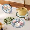 Rubber Flower Pattern Coasters With Antislip Water Absorption For Home Use