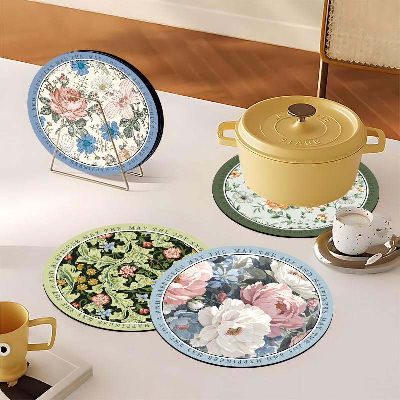 Rubber Flower Pattern Coasters With Antislip Water Absorption For Home Use
