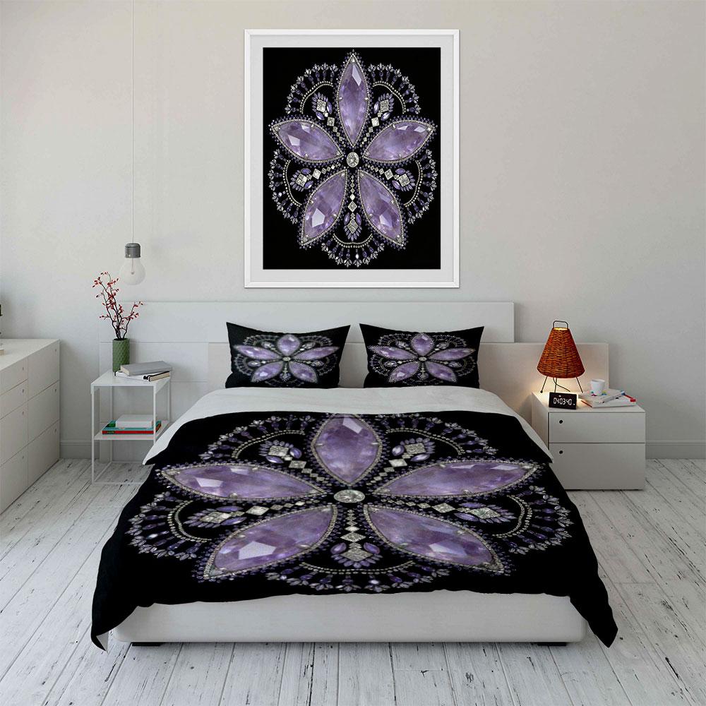 Elegant Purple Jewelry Set—Wedding Or Party Soft Comfortable Duvet Cover Bedding Set Included 1*Duvet Cover & 2*Pillowcases