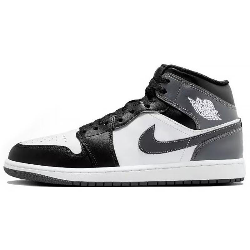 Jordan Air Jordan 1 Verschleißfest Und Leicht Mittelhoch Vintage Basketballschuhe Herren Schwarz Weiß Grau DQ8426-001(Team96-)