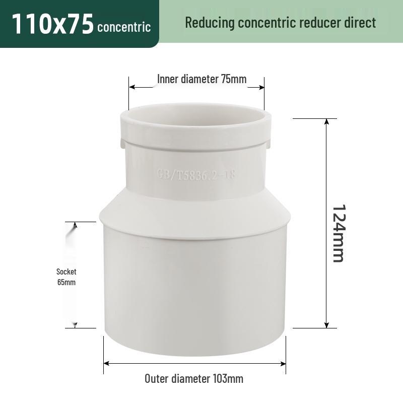 PVC Reducing Tee Pipe Fitting 50/75/110 mm - Eccentric Drain Connector Adapter