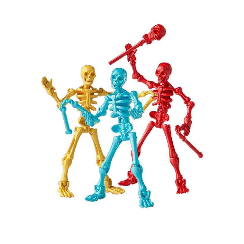 Non-Toxic 3D Printed Skeleton Activity Toy Plastic Children'S Gift Halloween Skeleton Toy With Weapon Activity Doll Toy
