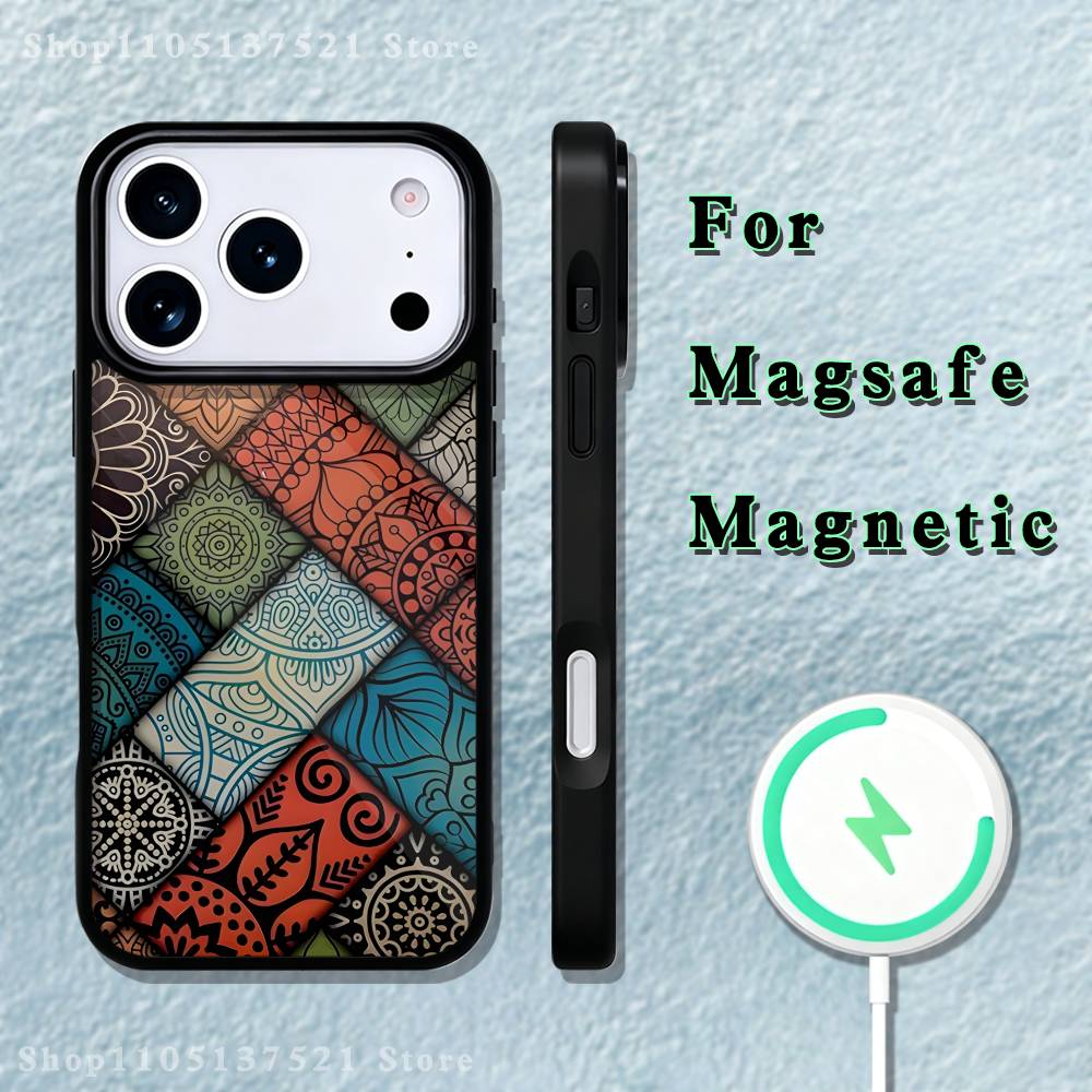 Mandala Art Colorful Phone Case  For iPhone 17,16,15,14,13,12,11,Pro,Max,Plus,Mini,SE4,E Magnetic Magsafe Wireless Charging