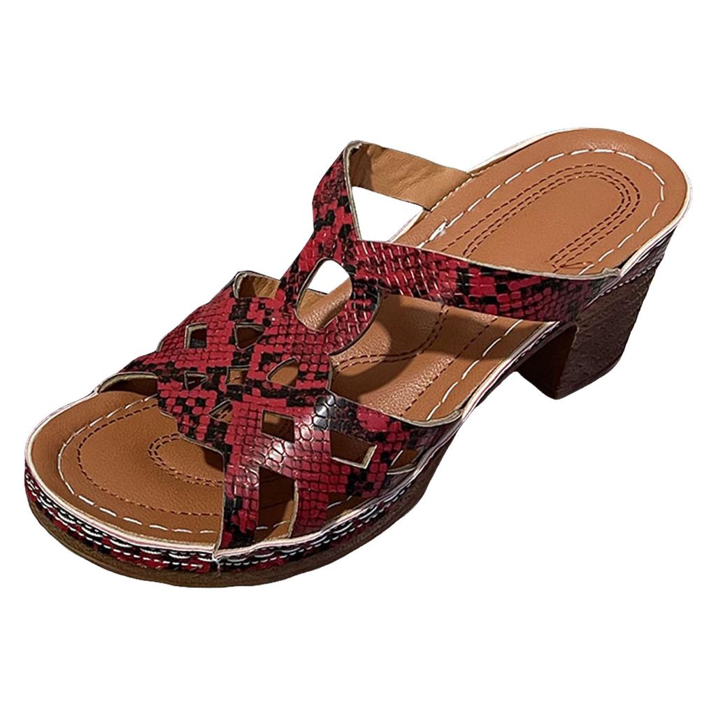 Sandales pour femmes à talon épais et bout ouvert Sandales mode ornées de bijoux pour femmes Sandales et claquettes athlétiques et d'extérieur pour femmes