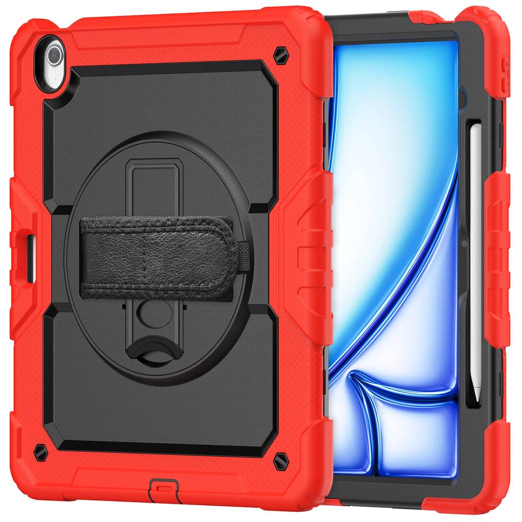 For iPad (A16) 11th Air 11 Air 13 M3 () - Heavy Duty Protective Cover with Screen Protector, Shoulder Strap & Pencil Holder