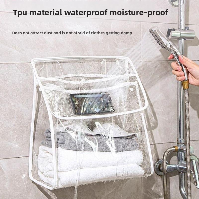 Bathroom Waterproof Hanging Bag, Bathroom Bath Clothes Storage Bag, Wall-mounted Storage Bag, Transparent Hanging Bag