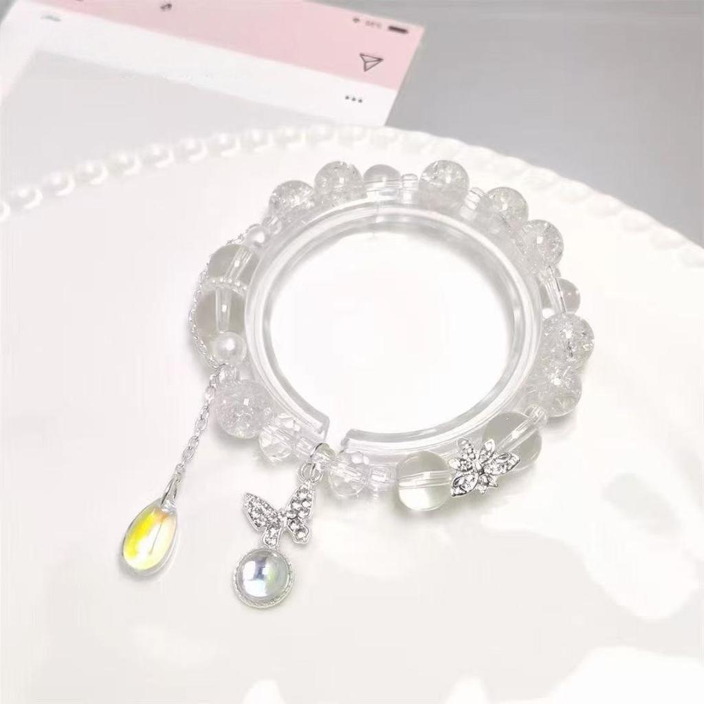 Bracciale Originale Farfalla di Cristallo Fatata con Design Fiore Esplosivo per Studenti e Dirette Streaming