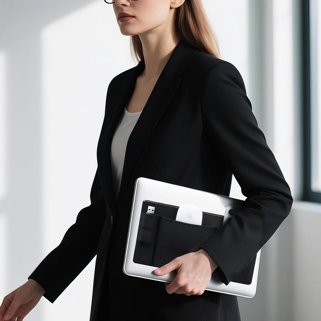 Lacdo Maus-Halter für Externe Festplatte Laptop-Tasche Organizer mit Taschen und Aufbewahrungshülle für und Schwarze 3-Taschen-Laptops, Selbstklebende Laufwerk/SSD