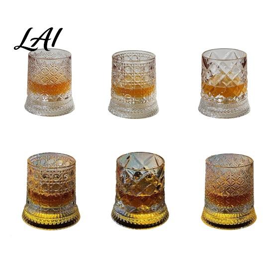 Lead-free Glass Tumbler Dad's Gift Spinning Whiskey with LED Light 260ml Embossed