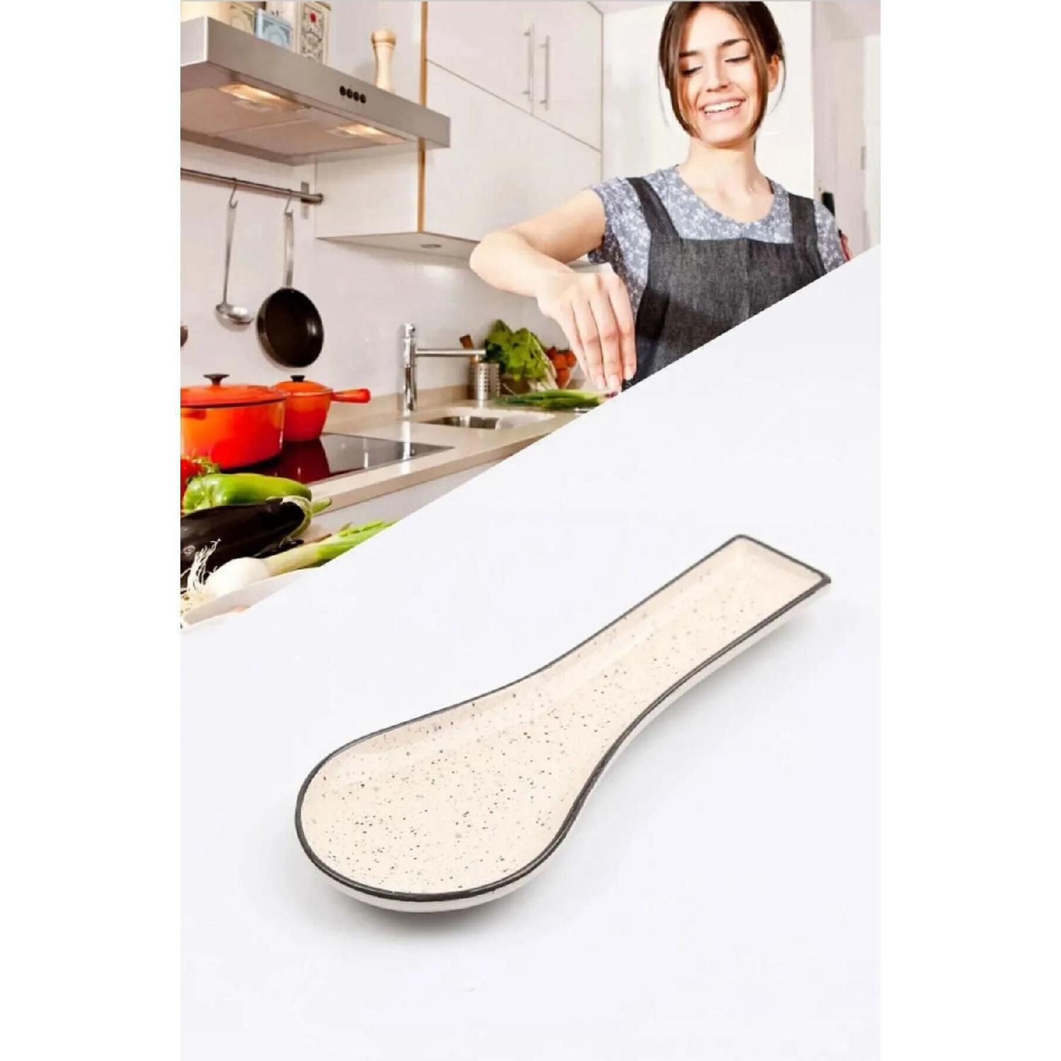 

Керамический грязный ковш, держатель для ложки, половник и ложка Trive белый