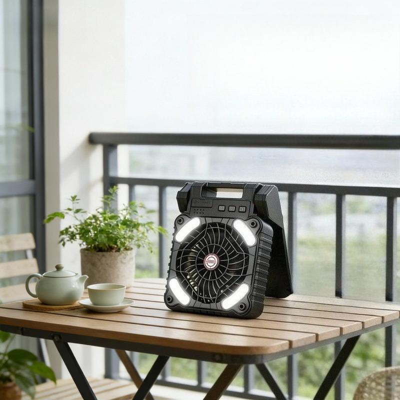 Portable Solar Camping Fan 7800mAh, Rechargeable LED Lantern Fan with 4 Speeds, 90° Folding Powerful Ventilator for Outdoor