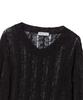 AWESOME STUDIO Distressed See-Through Long Sleeve Knit Black