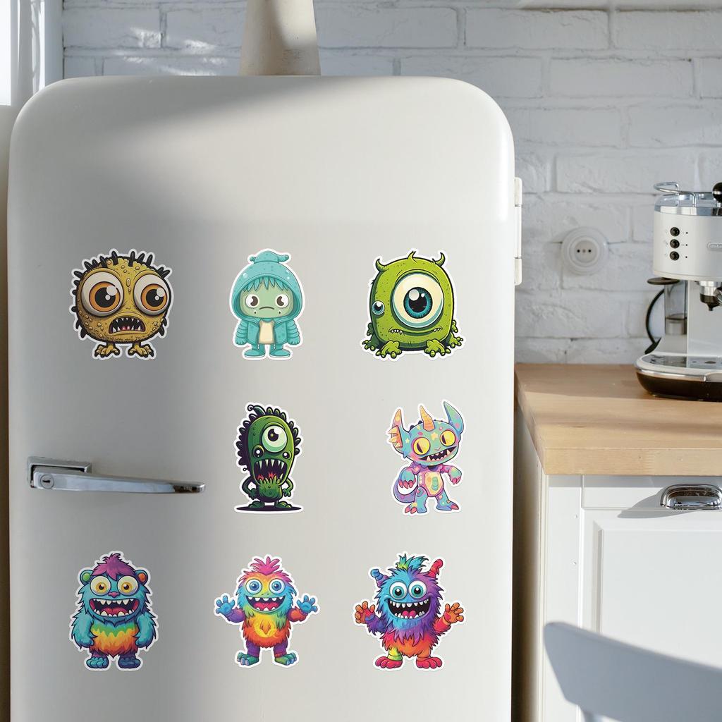 50pcs Cartoon Monster Graffiti Stickers: Waterproof, Creative Decorations for Car, Phone, Computer - Perfect for Students