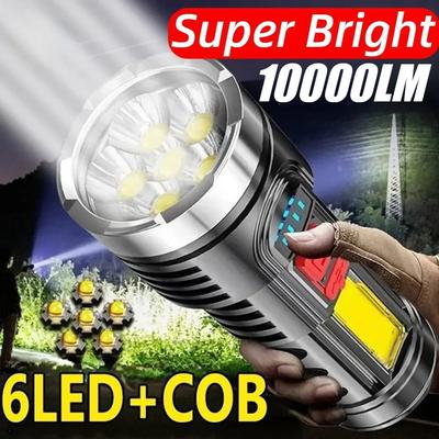 Nová štýlová 6LED baterka mini prenosná lampa so vstavanou batériou 18650 USB nabíjateľná COB LED baterka pre kempingové svetlá