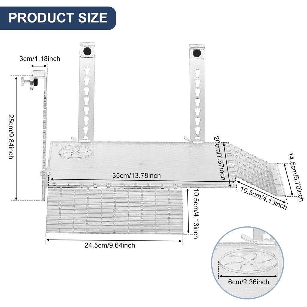 Adjustable Turtle Basking Platform Acrylic Clear Turtle Dock Climbing Habitat Float Island for Fish Tank Aquarium Accessories