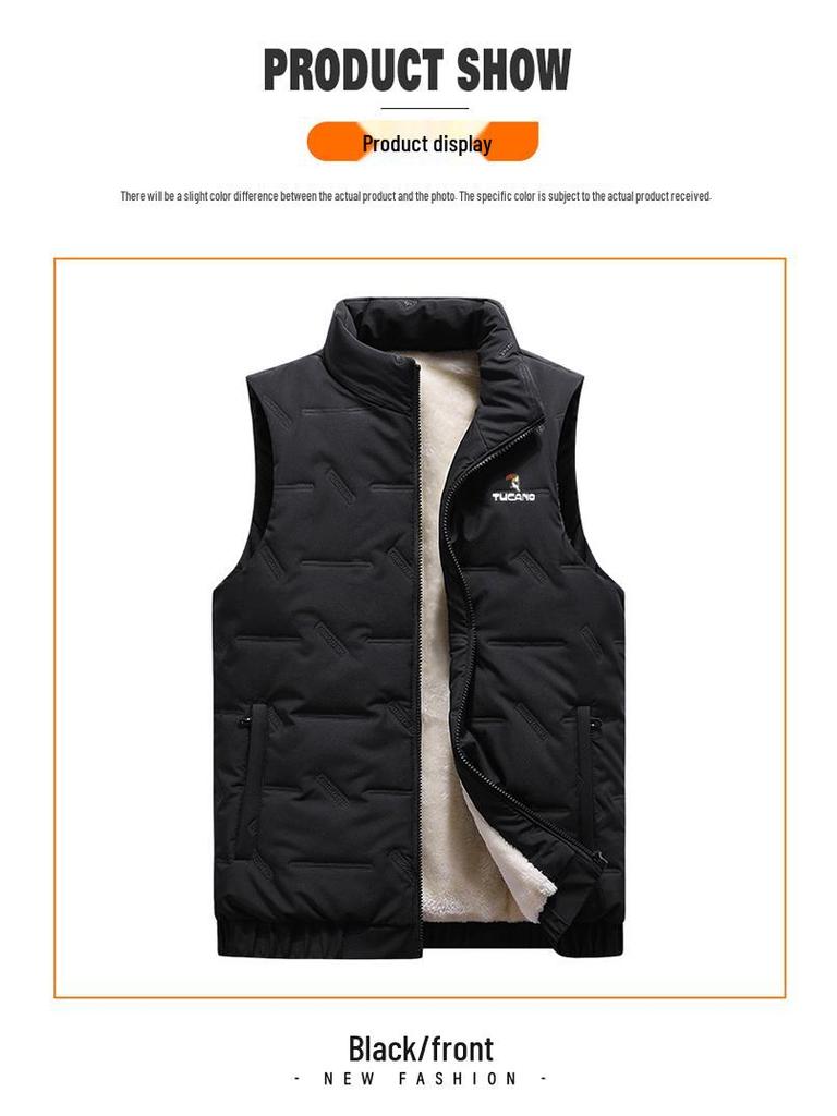 Varm Förtjockad Dunjacka för Herrar - Höst/Vinter Ärmlös Jacka, Med Sammet, Stora Storlekar Finns.