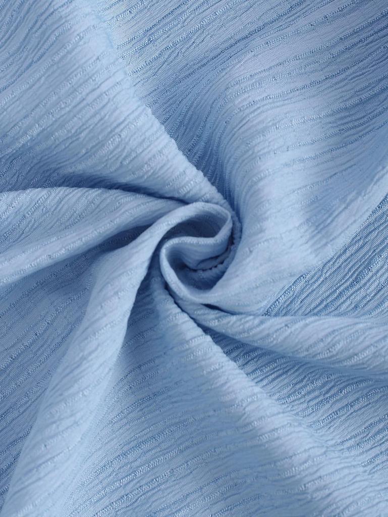 ZAFUL Men's Casual Minimalist Solid Color Textured Button Front Long Sleeves Shirt