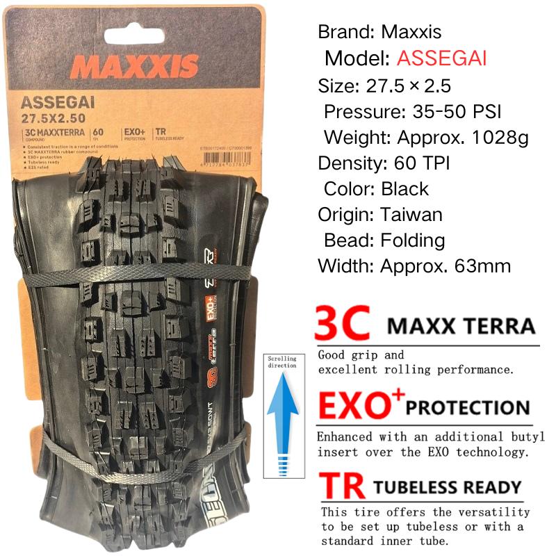 Maxxis ASSEGAI 27.5 29X2.5 Palce Downhill Skládací Vakuový Odolný proti Defektům Je Maxxisova Nejpevnější Quick Drop Plášť