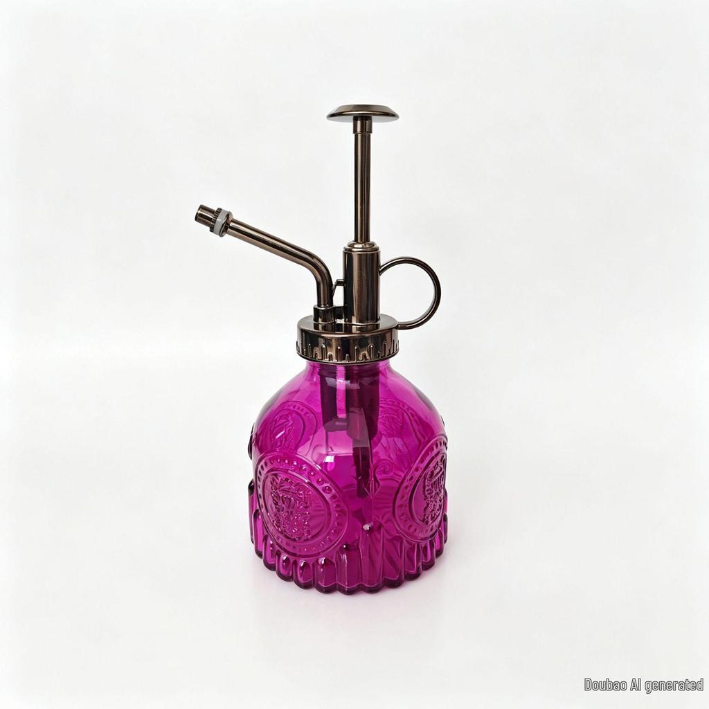 Retro Embossed Glass Spray Bottle – Small Pressure Watering Can for Garden & Home Flowers