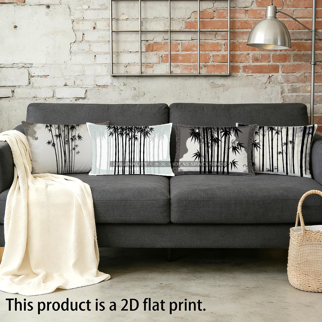 Bamboo Pattern Rectangle Pillowcase Suitable For Sofa Bedroom Car Pillow Cover Cushion Rectangular Back Cushion
