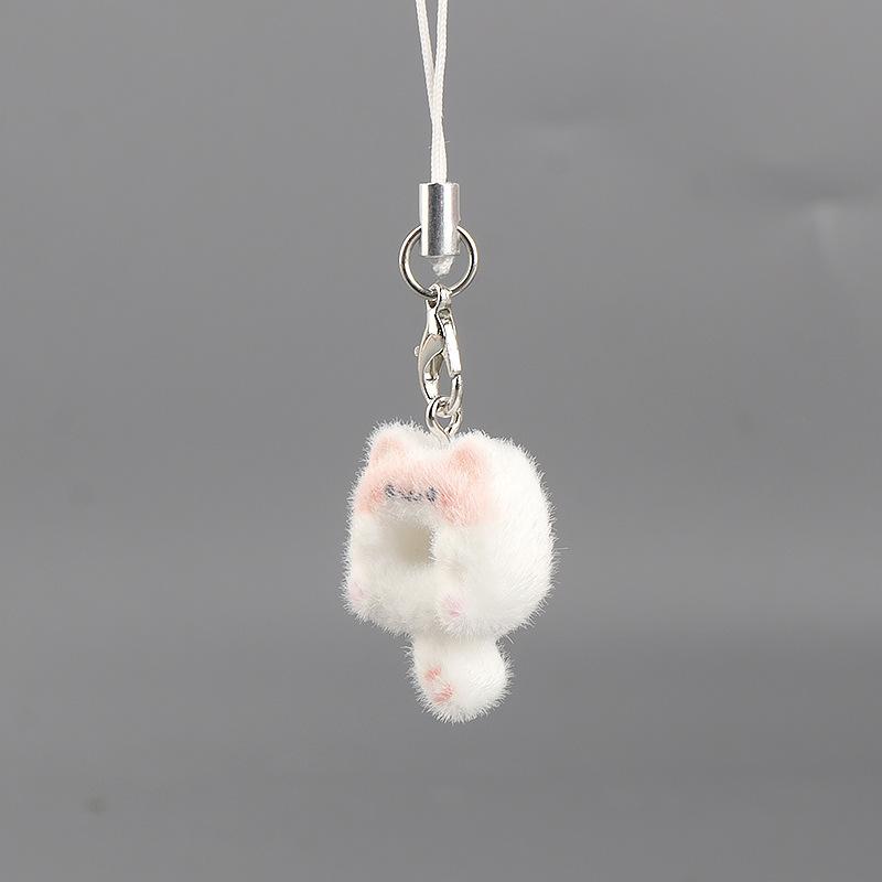 Cute Flocked 3D Resin Bear Keychain Sweet Creative Student Phone Chain Pendant Bag Accessory Phone Strap Gift