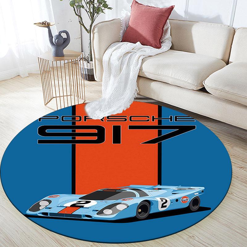 Gulf Racing Art pattern round rug,Carpet Rug for Living Room Bedroom Playroom ,Non-slip Floor Mat,Holiday Gifts and Birthday Gifts.