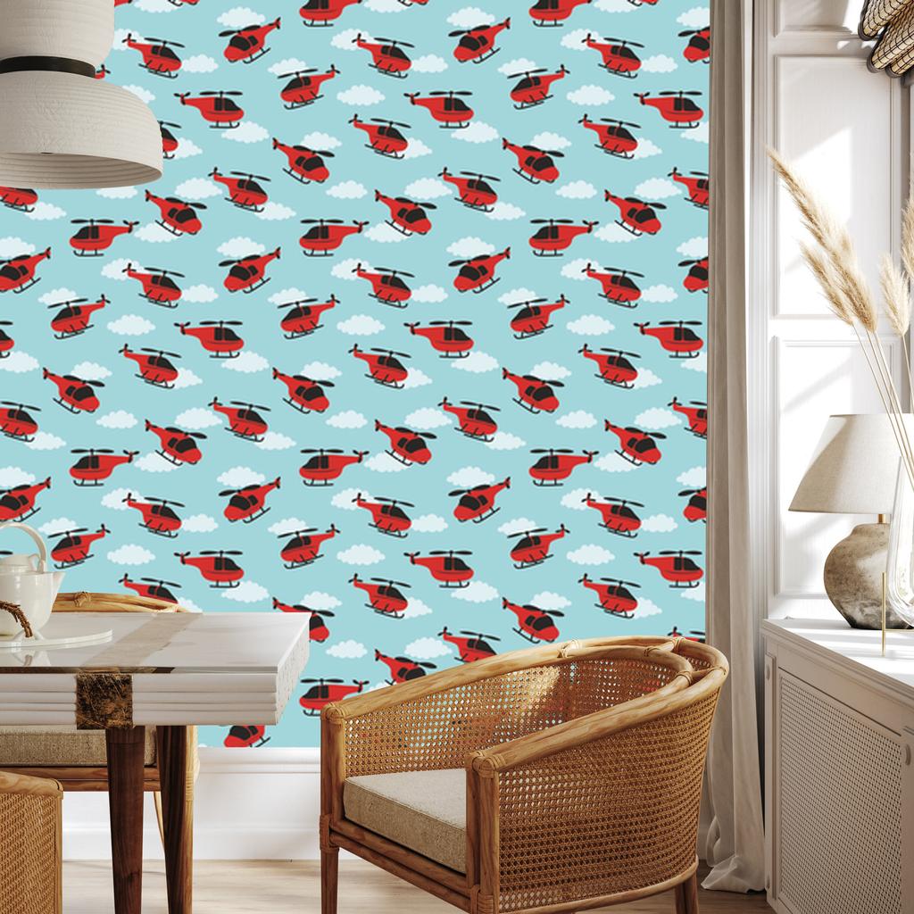 Red Helicopters Wallpaper for Living Room and Bedroom 50x1000