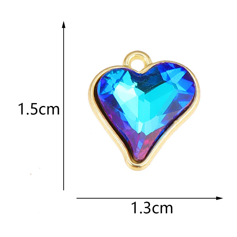10Pcs Multicolor Crystal Peach Heart Charms For Women Girls Jewelry Making DIY Sweet Romantic Love Heart Pendant Necklace Crafts