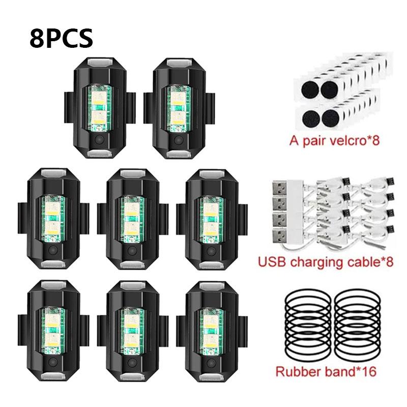 Drone Strobe Light 7 Color Motorcycle Taillights USB LED Anti-Collision Bike Aircraft Night Flying Flashing Warning Signal Light