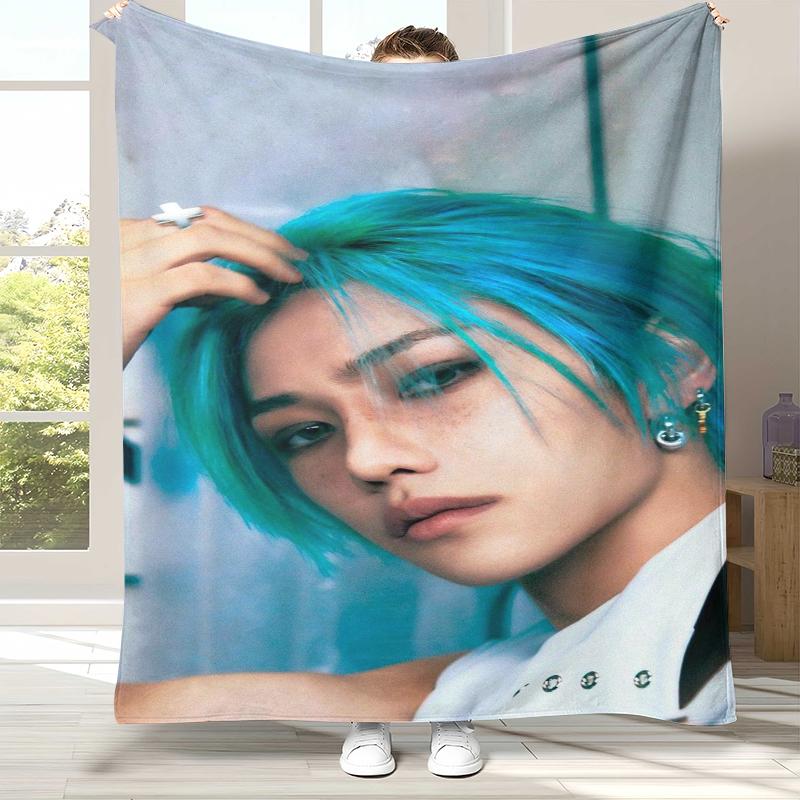 Felix Kpop Stray Kids Flannel Blanket,Ultra Soft Warm Plush Throw for Home Bedroom Bed Sofa Cover Camping Picnic Gift