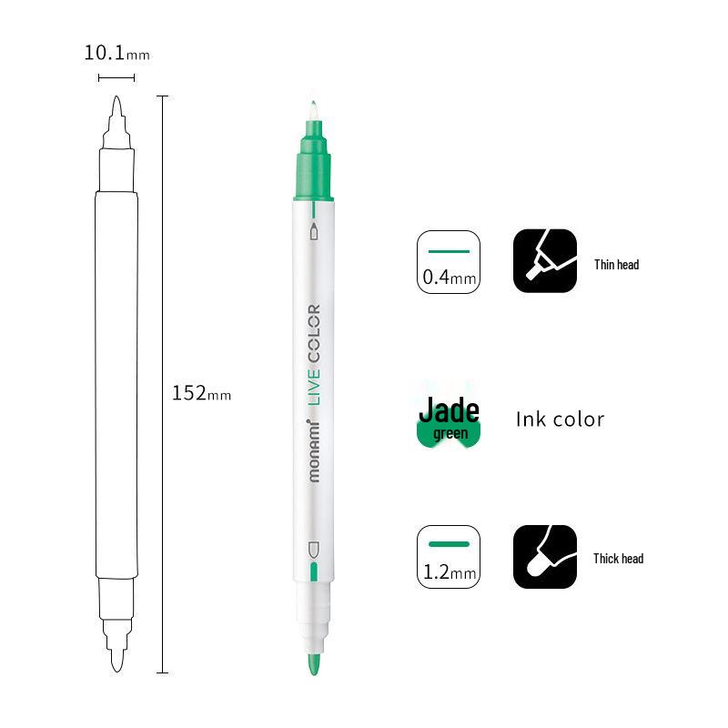 Monami Double-Ended Fiber Tip Liner Pen, 39 Colors for Drawing and Outlining