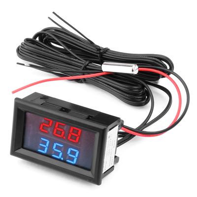 DC 5-80V LED Digital Display Thermometer With Dual NTC Metal Waterproof Probe Temperature Sensor On Board Thermometer -50~+125℃
