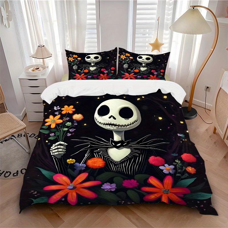 3pcs Jack and Flower Bedding Set Includes Quilt Cover and Pillowcases, Suitable for All Seasons B050