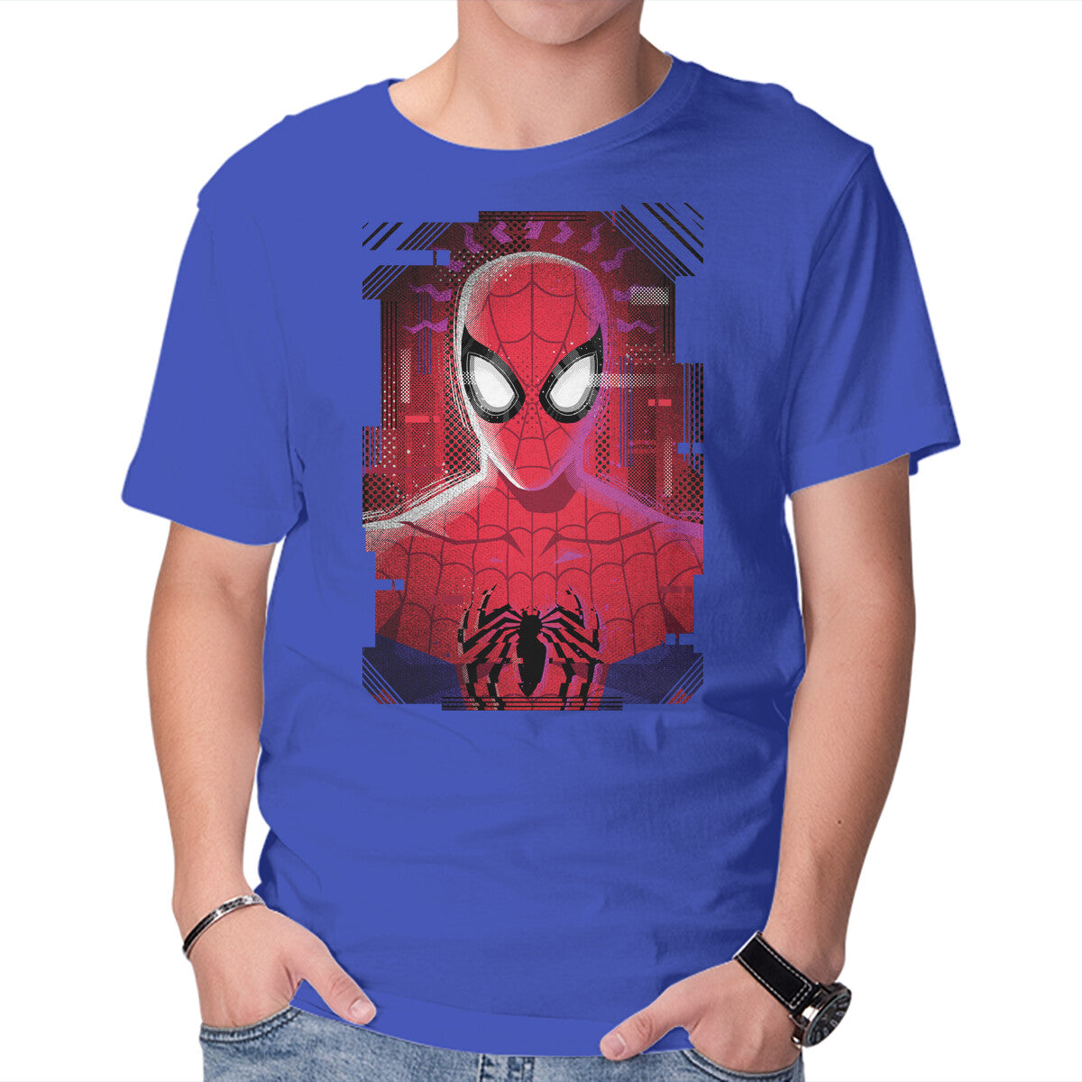 Unisex Crew Neck T-Shirt Spider Glitch Graphic Short Sleeve Casual Tee XXXXL
