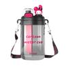 Creative Doll Double Drinking Fruit Teacup Independent Tea Warehouse Direct Drinking Straw Dual-purpose Water Cup Crossbody Strap Plastic Cup