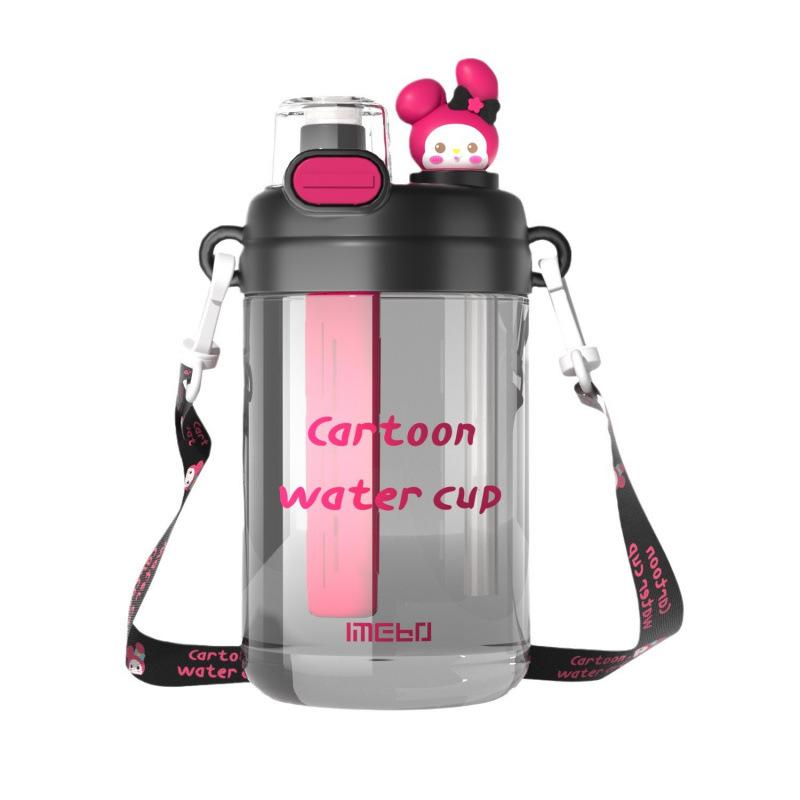 Creative Doll Double Drinking Fruit Teacup Independent Tea Warehouse Direct Drinking Straw Dual-purpose Water Cup Crossbody Strap Plastic Cup