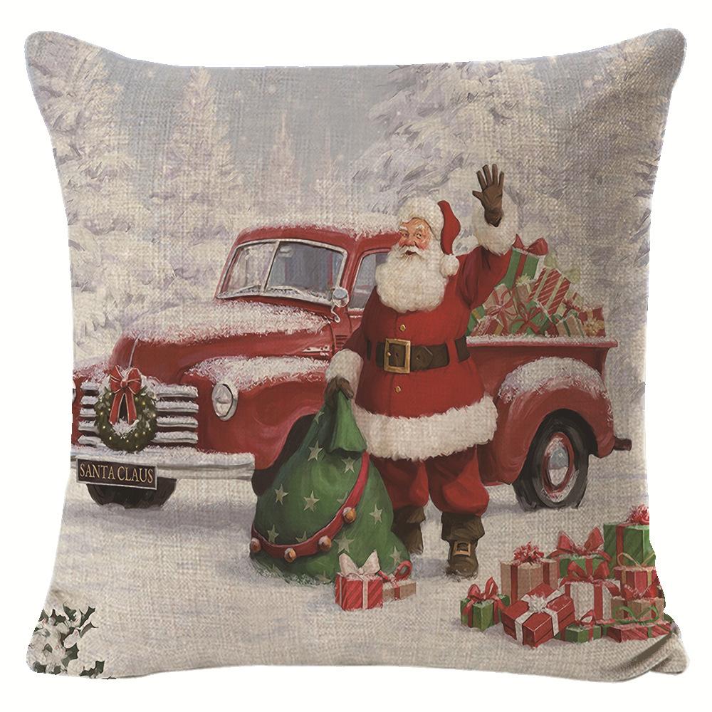 New Christmas Pillow Cover Snowman Print Pillow Cover Living Room Sofa Decorative Pillow