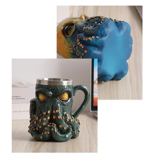 3D Devil Octopus Beer Mug with Tentacle Handle Gothic Cthulhu Pirate Drinkware Night Medieval Fantasy Gift