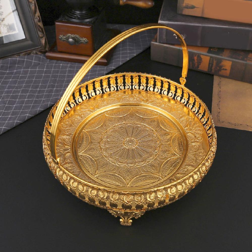 Alloy Dessert Plate Round Cake Plate Platters Fruit Tray Living Room