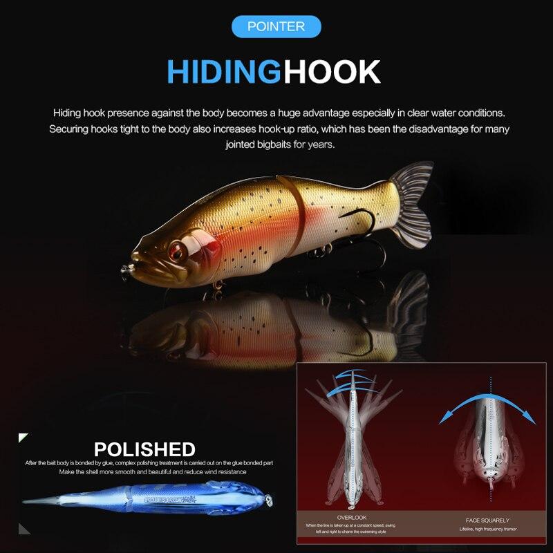 BEARKING Buone esche da pesca 135mm 1oz minnow snodato Wobblers Corpo in ABS con coda morbida SwimBaits esca morbida per lucci e spigole