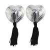 1 Pair Nipple Covers Sequins Shiny Heart Shape Nippleless Stickers Tassels Self-Adhesive Invisible Chest Pads for Home