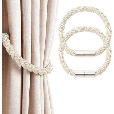 2 Pièces Attache Rideau Sans Perforation Corde Tressée Supports de Rideau Boucle de Rideau Créative Bureau