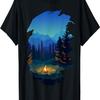 Mountain, Nature Trees and Fireplace T-Shirt(1)