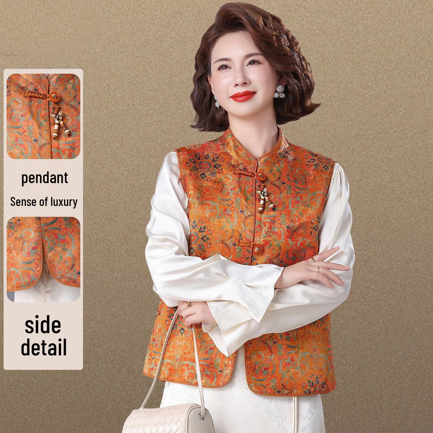 

2026 New Style Women s Spring Vest Jacket for Middle-Aged & Elderly - Chinese National Trend L (110 jin and below)