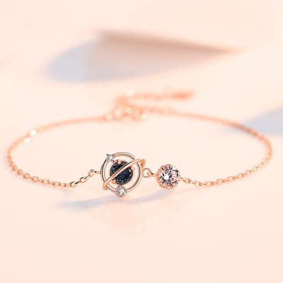 S925 Dream Universe Planet Bracelet for Women Creative Blue Glass Crystal Isn Internet Celebrity Gift Jewelry