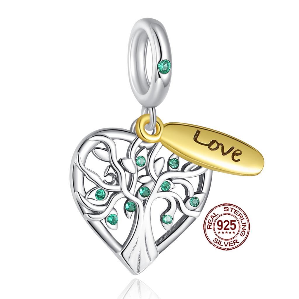 New Charms Copper Sparkling Mum Mother Family Love Heart Beads Fit Original Bracelet Necklace Diy Jewelry
