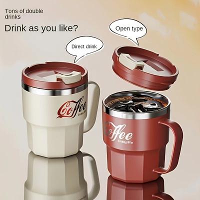 Tazza termica, Tazza per acqua in acciaio inossidabile 304, Domestica con coperchio, Tazza anti-caduta, Tazza da ufficio, Tazza da cola per dormitorio